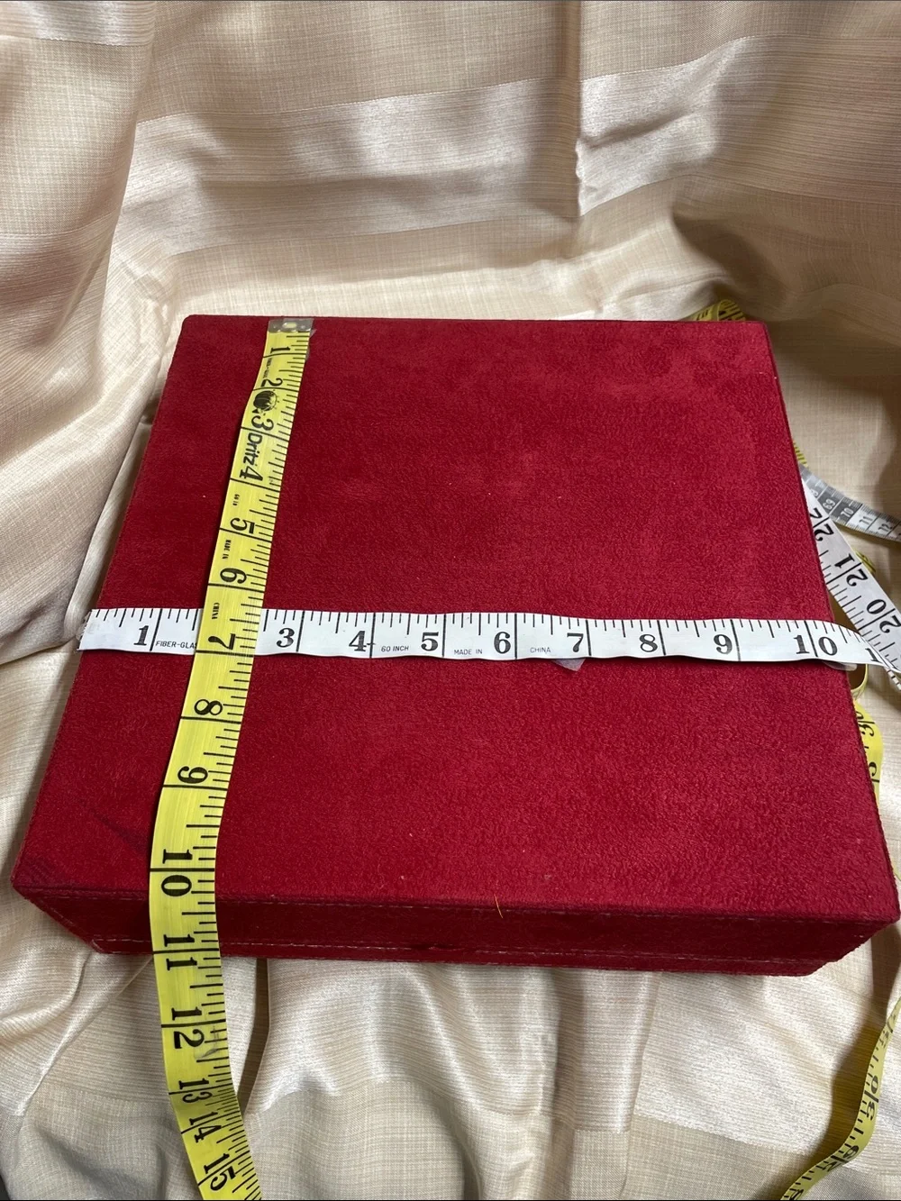 Vintage Red Jewelry Organizer Box - Classic Soft Suede Storage